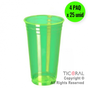 VASO NEON FLUO 300CC AMARILLO LIMN COPOBRAS (4 pack x 25 unidades)